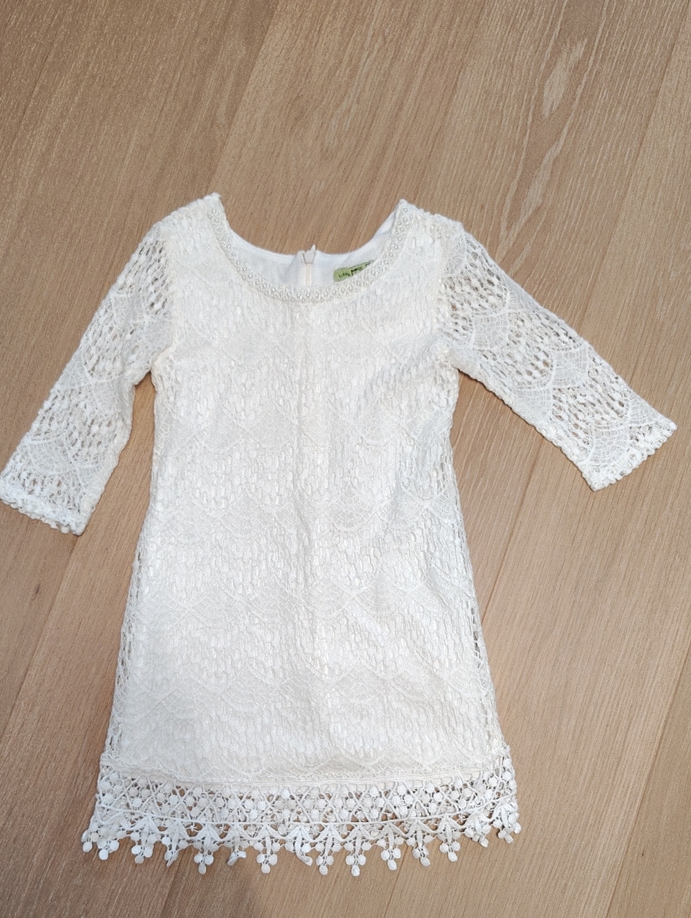 Little Mass White Lace Crochet Hem Dress